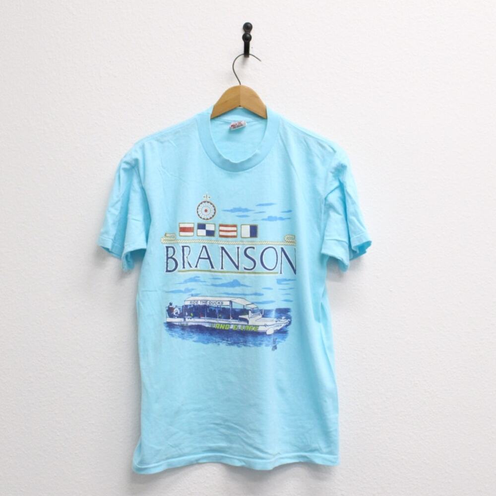 Vintage 80s Ride the Ducks Branson Missouri Blue T Shirt Mens Large